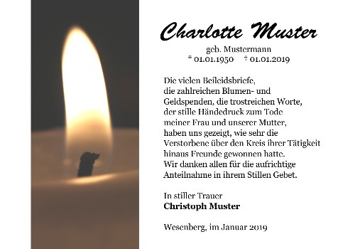 Danksagungskarten Trauer Kerze