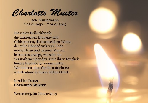 Danksagungskarten Trauer Kerze