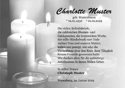 Danksagungskarten Trauer Kerze