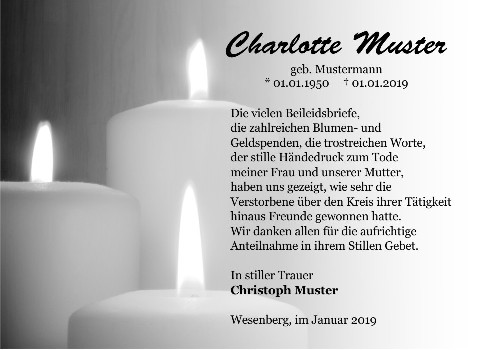 Danksagungskarten Trauer Kerze