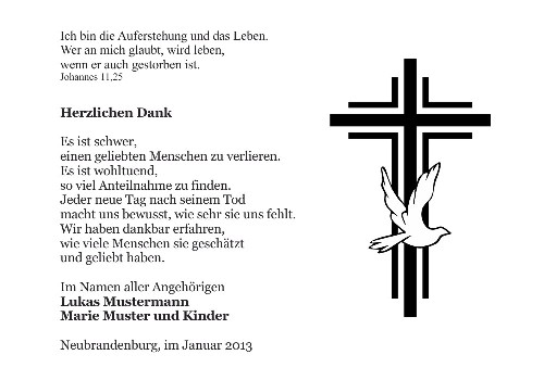 Danksagungskarten Trauer Kreuz