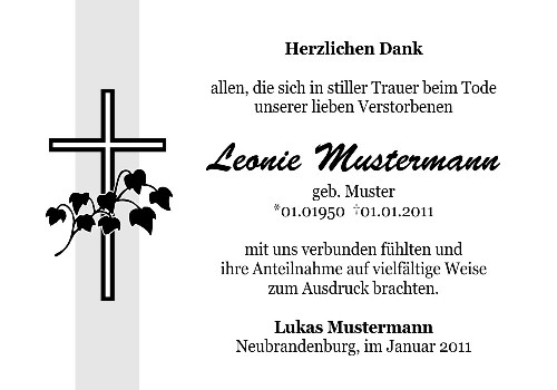 Danksagungskarten Trauer Kreuz