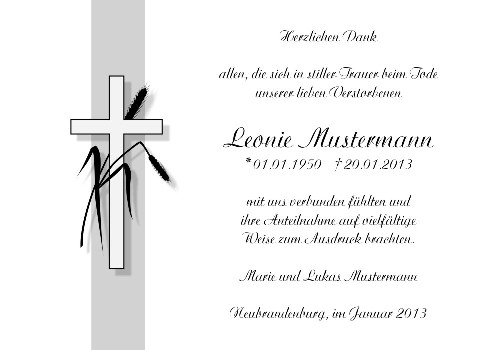 Danksagungskarten Trauer Kreuz