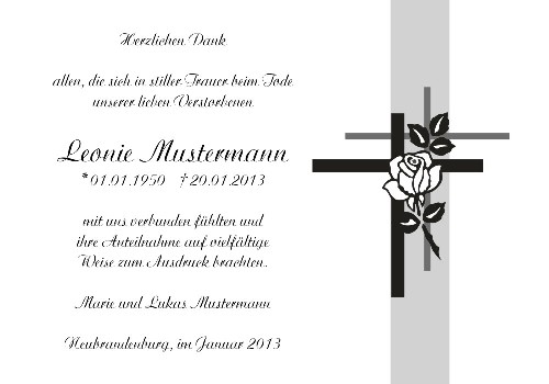 Danksagungskarten Trauer Kreuz