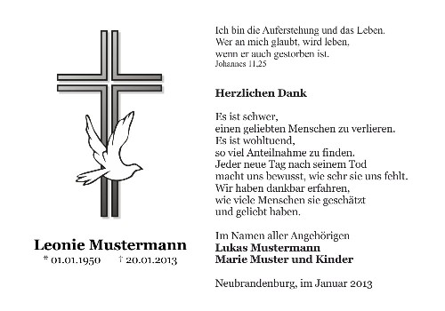 Danksagungskarten Trauer Kreuz