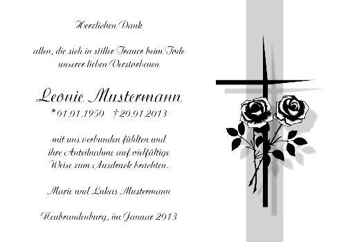 Danksagungskarten Trauer Kreuz