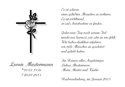 Danksagungskarten Trauer Kreuz