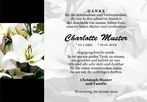 Danksagungskarten Trauer Lilie