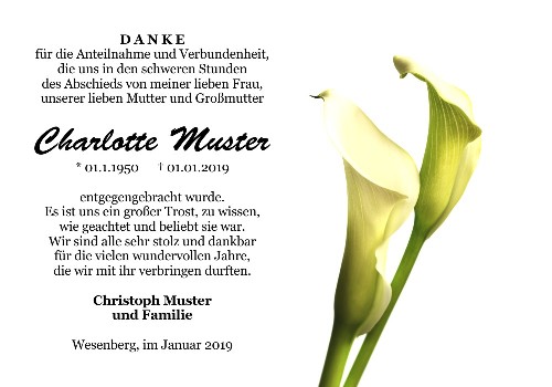 Danksagungskarten Trauer Lilie