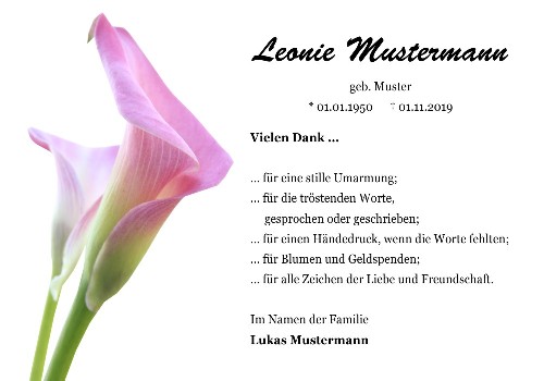 Danksagungskarten Trauer Lilie