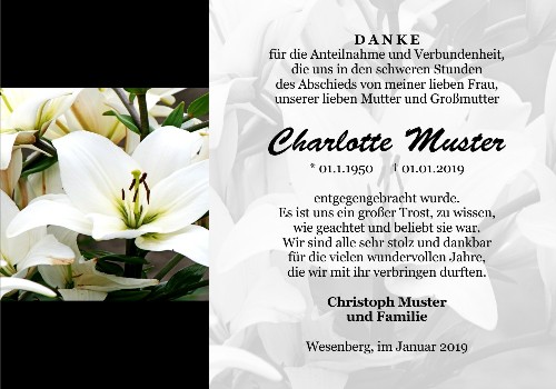 Danksagungskarten Trauer Lilie