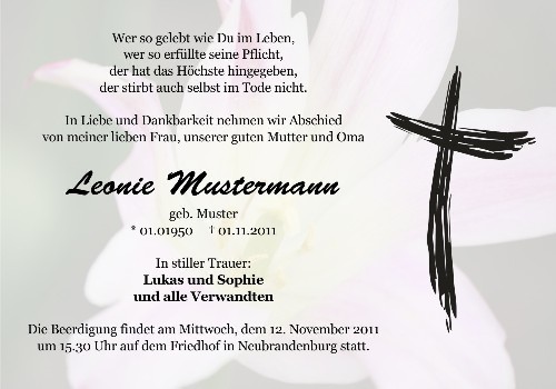 Danksagungskarten Trauer Lilie