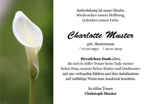 Danksagungskarten Trauer Lilie