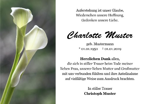 Danksagungskarten Trauer Lilie