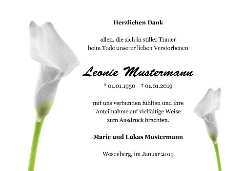 Danksagungskarten Trauer Lilie