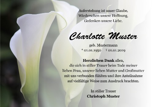 Danksagungskarten Trauer Lilie