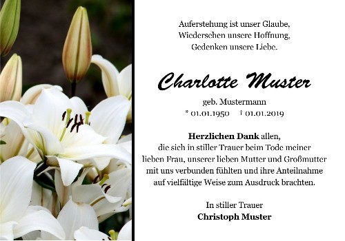 Danksagungskarten Trauer Lilie