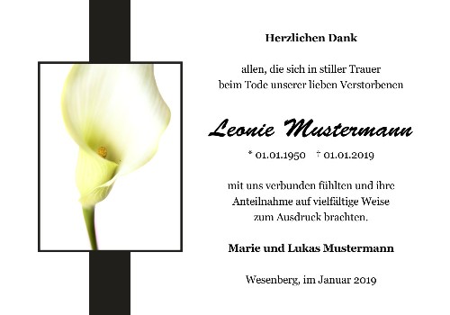 Danksagungskarten Trauer Lilie