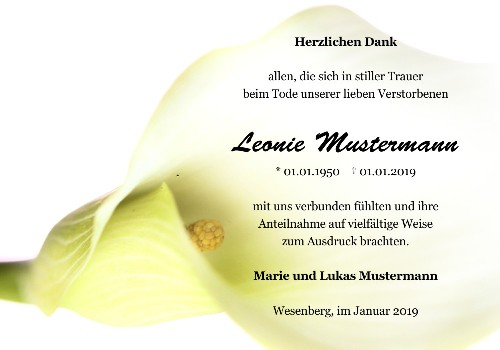 Danksagungskarten Trauer Lilie