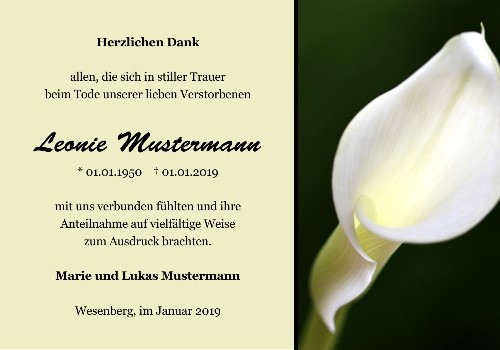 Danksagungskarten Trauer Lilie