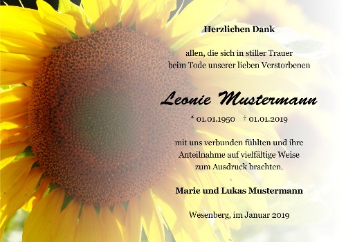 Danksagungskarten Trauer Lilie