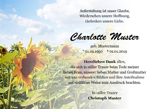 Danksagungskarten Trauer Lilie