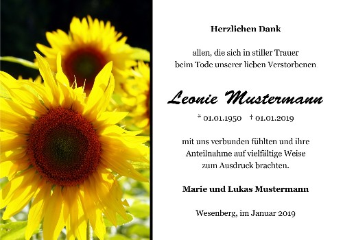 Danksagungskarten Trauer Lilie