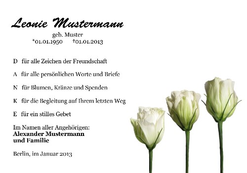 Danksagungskarten Trauer Rose