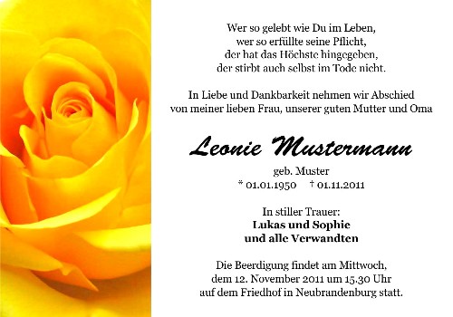 Danksagungskarten Trauer Rose