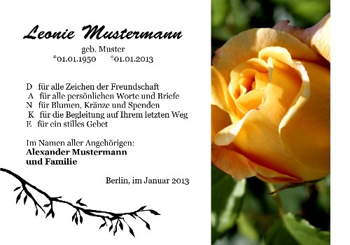 Danksagungskarten Trauer Rose