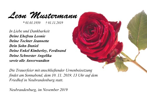 Danksagungskarten Trauer Rose