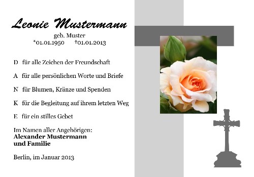 Danksagungskarten Trauer Rose