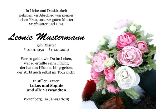 Danksagungskarten Trauer Rose