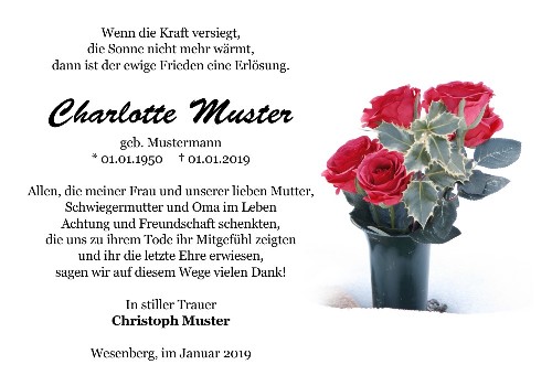 Danksagungskarten Trauer Rose