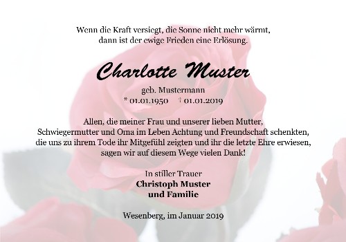 Danksagungskarten Trauer Rose