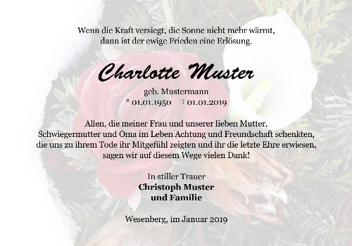 Danksagungskarten Trauer Rose