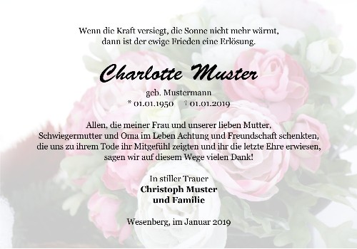 Danksagungskarten Trauer Rose