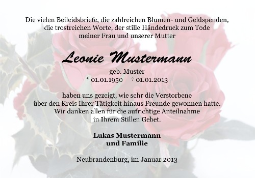 Danksagungskarten Trauer Rose