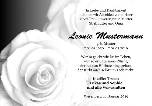 Danksagungskarten Trauer Rose