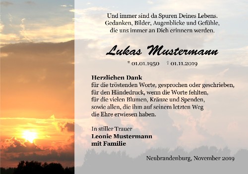 Danksagungskarten Trauer Sommer