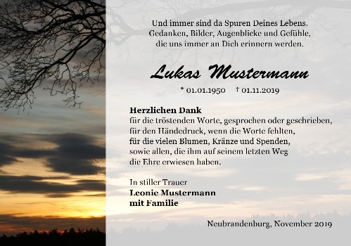 Danksagungskarten Trauer Sommer