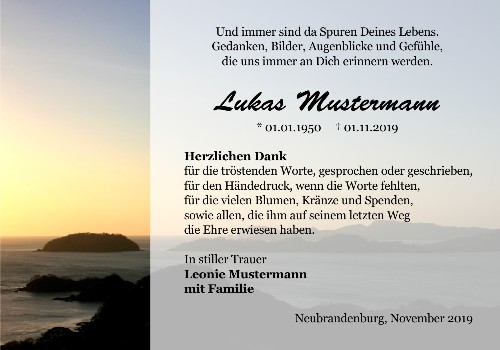 Danksagungskarten Trauer Sommer