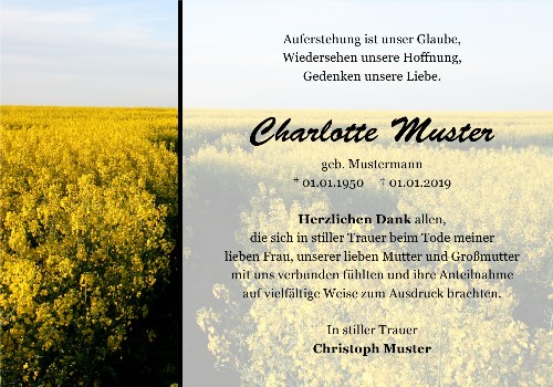 Danksagungskarten Trauer Sommer