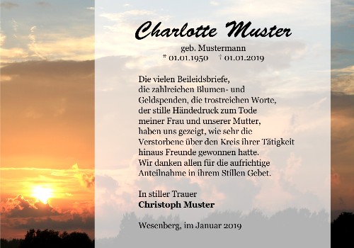 Danksagungskarten Trauer Sommer