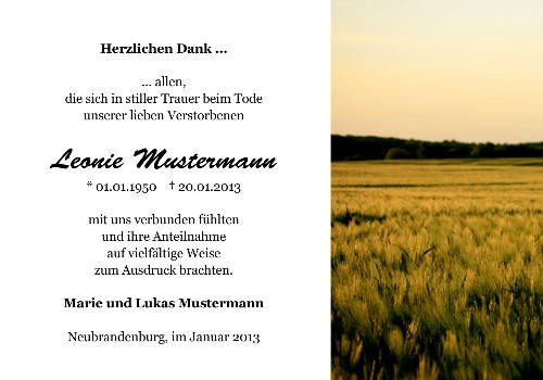 Danksagungskarten Trauer Sommer