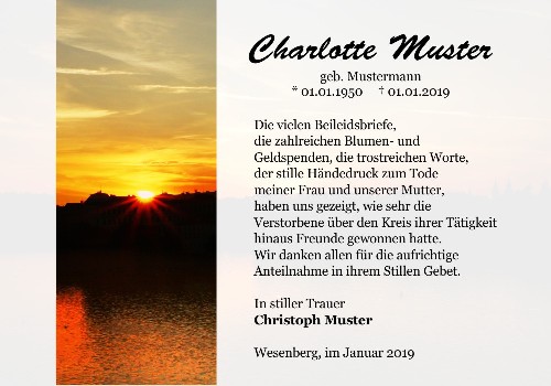 Danksagungskarten Trauer Sommer