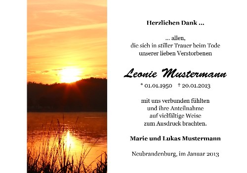 Danksagungskarten Trauer Sommer