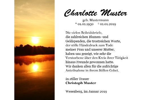 Danksagungskarten Trauer Sommer