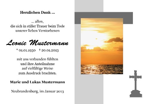 Danksagungskarten Trauer Sonne