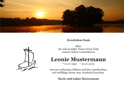 Danksagungskarten Trauer Sonne